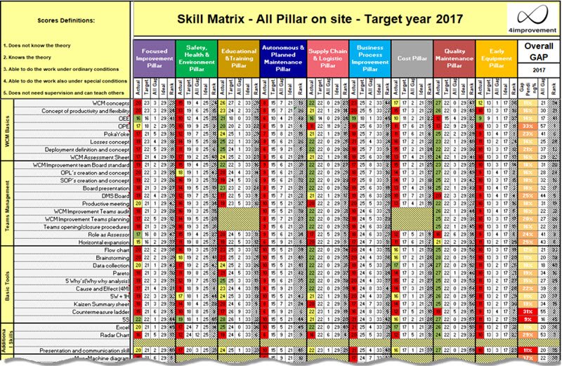 WCM TPM Skill Matrix dashboard 